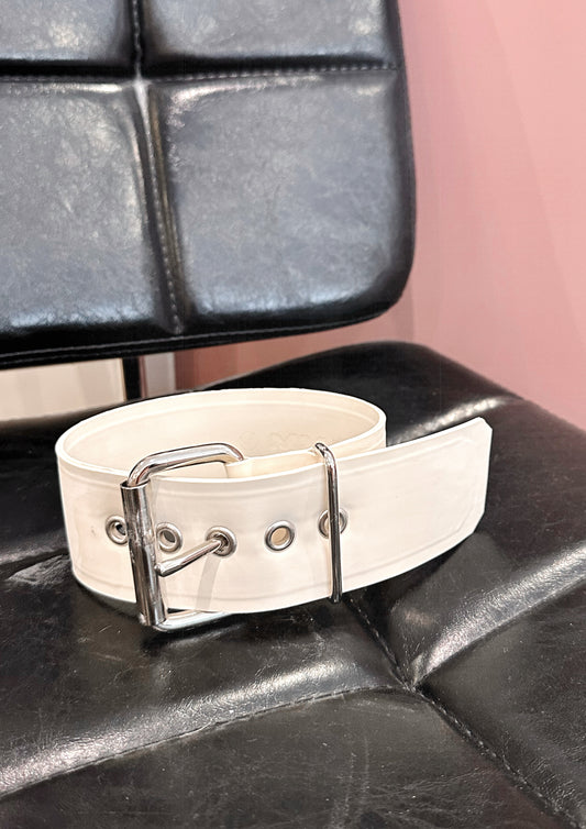 ✶READY TO SHIP✶ Buckle Collar - White/Silver - S/M